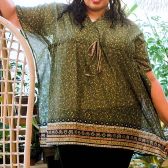 DARN GOOD Aanya Adjustable Short Kaftan SZ G 14-32? GOLD Floral Curvy - Picture 9 of 11